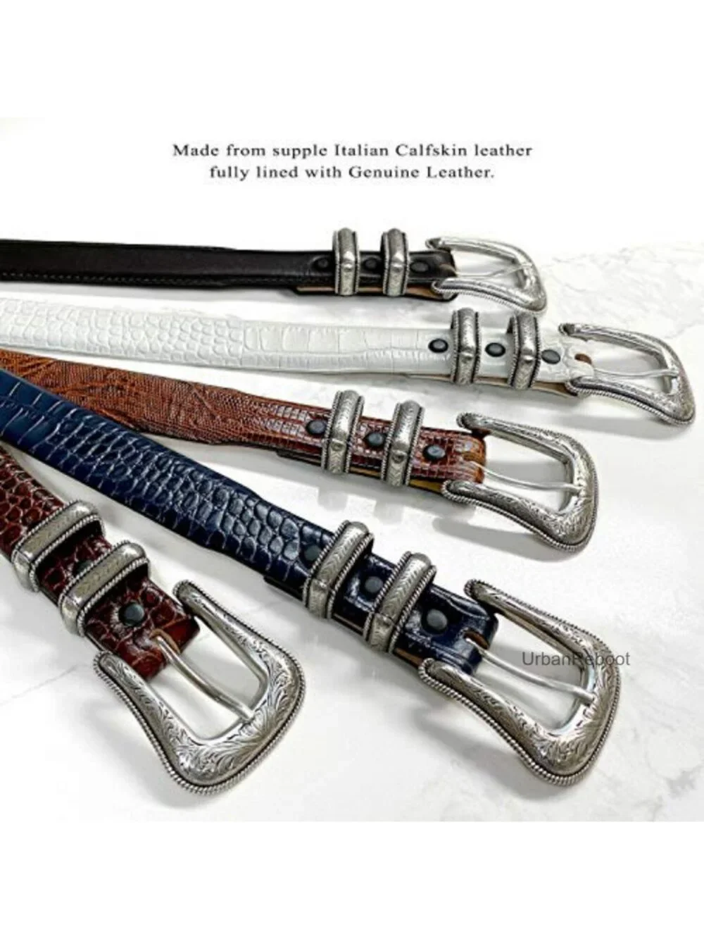 Genuine Full-Grain Cowhide Leather Dress Belt 30mm Tapered